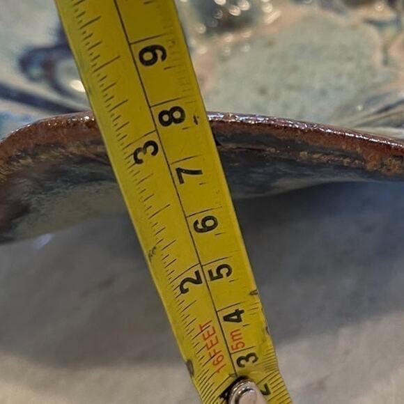 Studio Pottery dish blue flower shaped stunning!  Signed - Picture 7 of 11